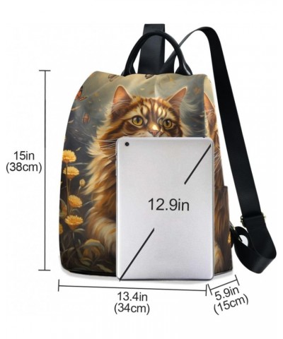 Cat Butterflies Yellow Flowers Backpack Purse for Women Travel Casual Daypack College Bookbag Work Business Ladies Shoulder B...