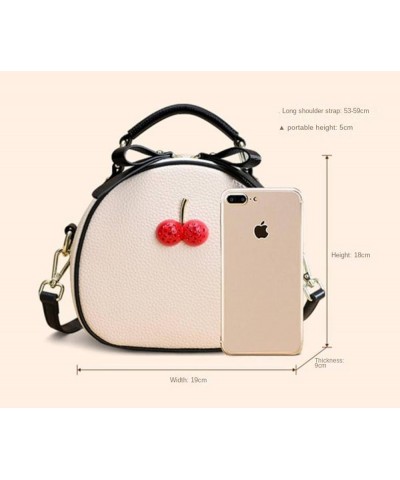 Women's Small Cherry Handbag, Girl's Round Postman One-Shoulder Bag Clutch Evening Bag Mobile Phone Wallet Baizhuanghei $27.7...