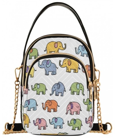 Quilted Crossbody Bags for Women,Colorful Cute Elephant02 Women's Crossbody Handbags Small Travel Purses Phone Bag $12.53 Cro...