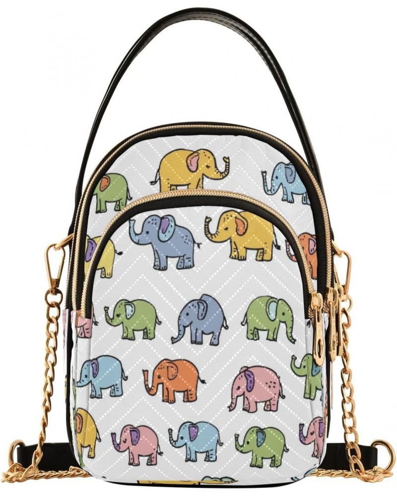 Quilted Crossbody Bags for Women,Colorful Cute Elephant02 Women's Crossbody Handbags Small Travel Purses Phone Bag $12.53 Cro...