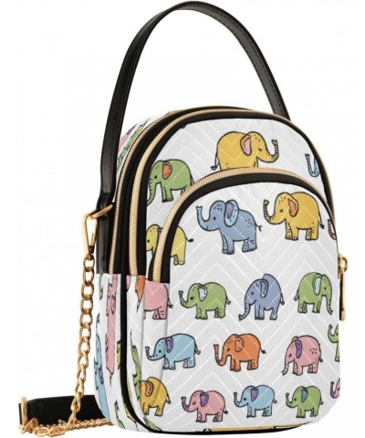 Quilted Crossbody Bags for Women,Colorful Cute Elephant02 Women's Crossbody Handbags Small Travel Purses Phone Bag $12.53 Cro...