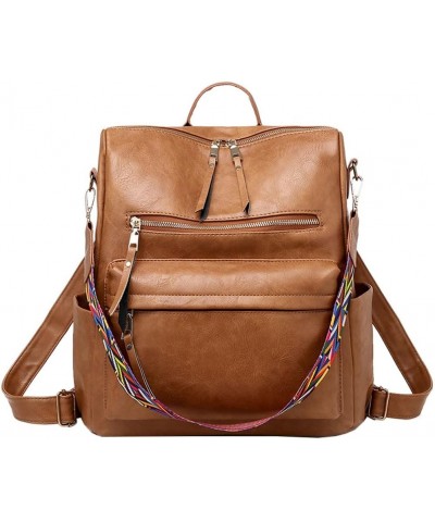 PU retro women's minimalist backpack, portable, tote bag (Color : Grass Green) Brown $25.18 Backpacks