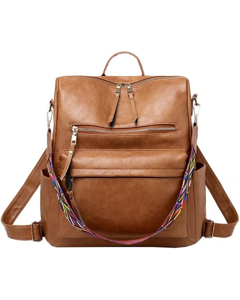 PU retro women's minimalist backpack, portable, tote bag (Color : Grass Green) Brown $25.18 Backpacks