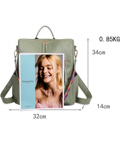 PU retro women's minimalist backpack, portable, tote bag (Color : Grass Green) Brown $25.18 Backpacks