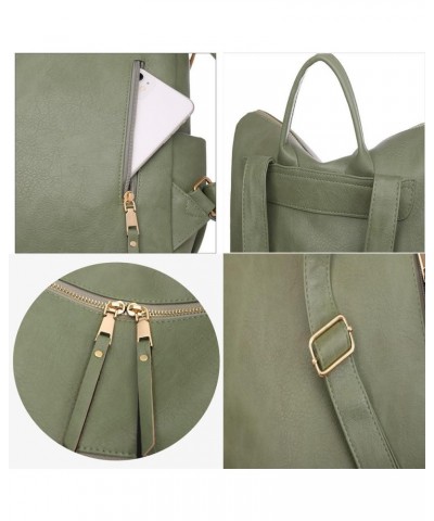 PU retro women's minimalist backpack, portable, tote bag (Color : Grass Green) Brown $25.18 Backpacks