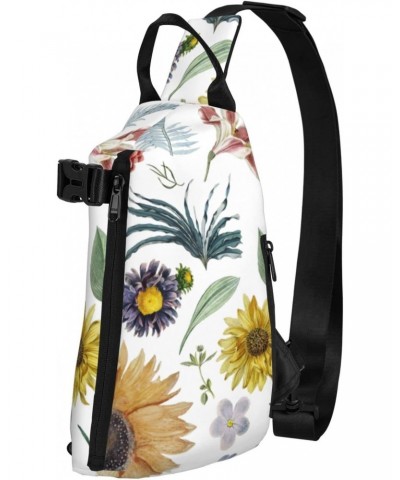 Crossbody Sling Backpack Chrysanthemum-Sunflower-Flower Travel Hiking Chest Daypack One Strap Shoulder Bag $20.66 Crossbody Bags