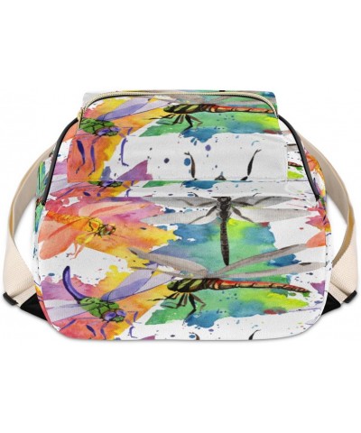 Color Dragonfly Mini Backpack Purse for Women Teen Girls, Dragonfly Graffiti Leather Small Backpack Lightweight Casual Travel...