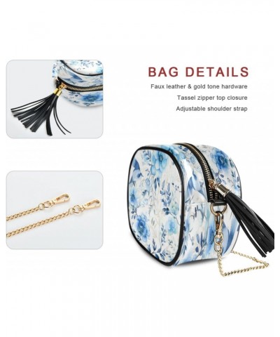 Crossbody Purse Small Crossbody Bags Shoulder Handbags Blue Beaty Flower for Women $10.50 Shoulder Bags