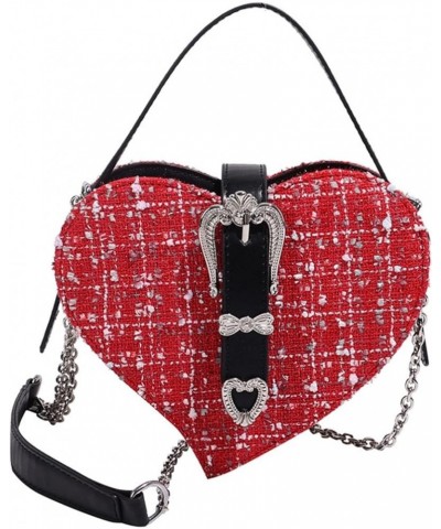 Tekztifuir Cute Heart Shape Evening Crossbody Bag for Women Small Heart Evening Bag Handbag Chain Satchel Bag Purse Red $18.8...