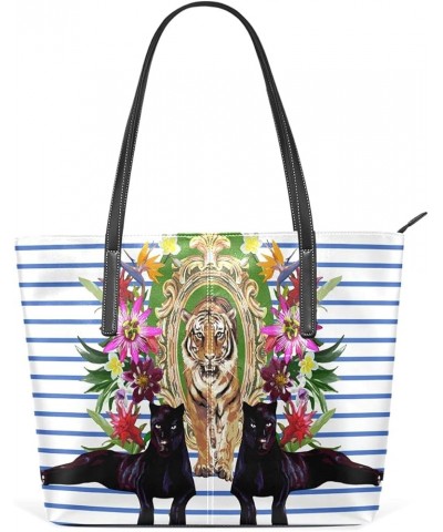 Tote Bag for Women Cool Black Lion Shoulder Bag Big Capacity PU Leather Handbag Lion 02 $23.09 Totes