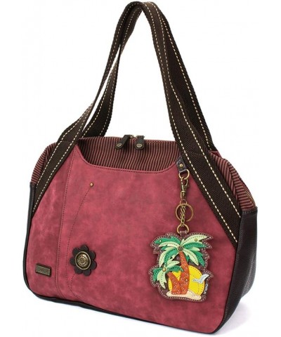 Bowling Tote Bag Burgundy Palm Tree - Burgundy $34.50 Totes