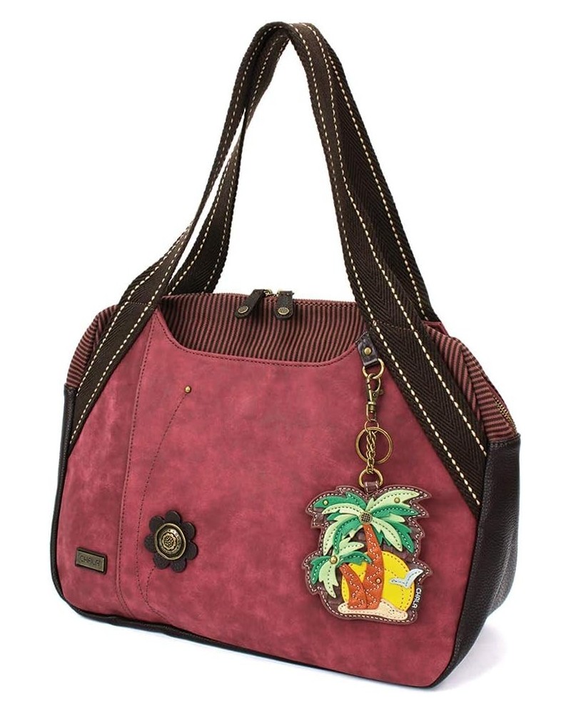 Bowling Tote Bag Burgundy Palm Tree - Burgundy $34.50 Totes