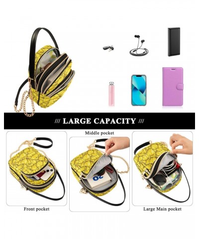 Chain Crossbody Bags for Women Yellow Tulip Flower Quilted Shoulder Crossbody Handbags Travel Cross Body Cell Phone Purses Ba...