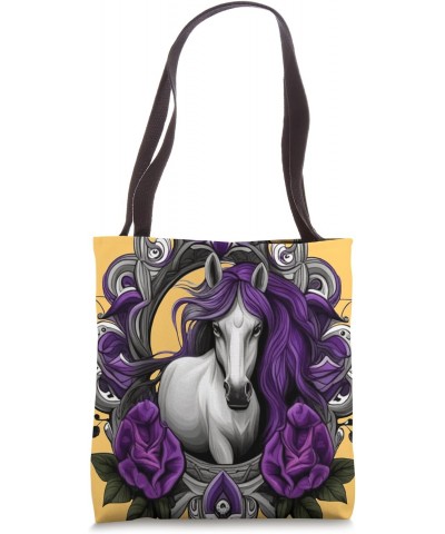 Horse Surrounded By Purple Violet Flowers New Jersey State Tote Bag $11.04 Totes