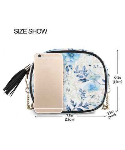 Crossbody Purse Small Crossbody Bags Shoulder Handbags Blue Beaty Flower for Women $10.50 Shoulder Bags