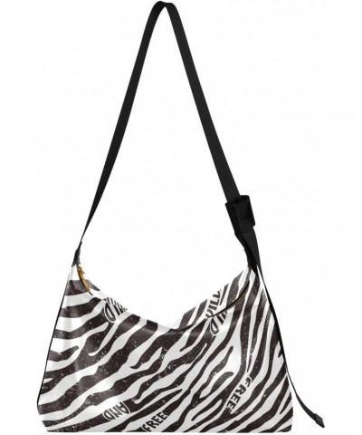 Free Zebra Wallpaper Shoulder Bag Large Slouchy Hobo Bag for Women Men Waterproof PU Leather Crossbody Handbag Casual Tote wi...