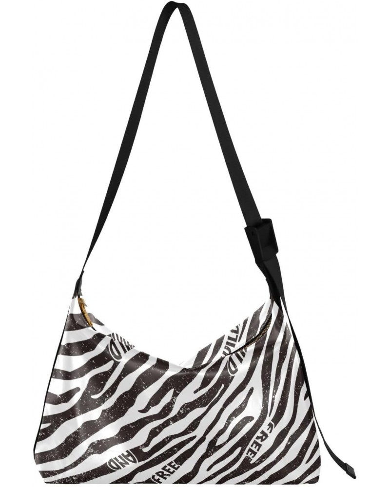 Free Zebra Wallpaper Shoulder Bag Large Slouchy Hobo Bag for Women Men Waterproof PU Leather Crossbody Handbag Casual Tote wi...