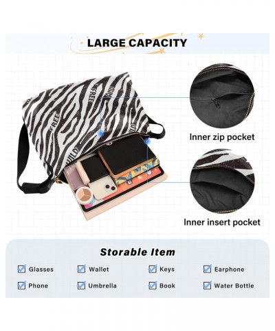 Free Zebra Wallpaper Shoulder Bag Large Slouchy Hobo Bag for Women Men Waterproof PU Leather Crossbody Handbag Casual Tote wi...