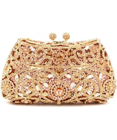 Women Dazzling Rhinestone Clutch Wedding Party Crystal Evening Bag Purses Glitter Handbag and Shoulder Bags Gold Pink Gold $5...