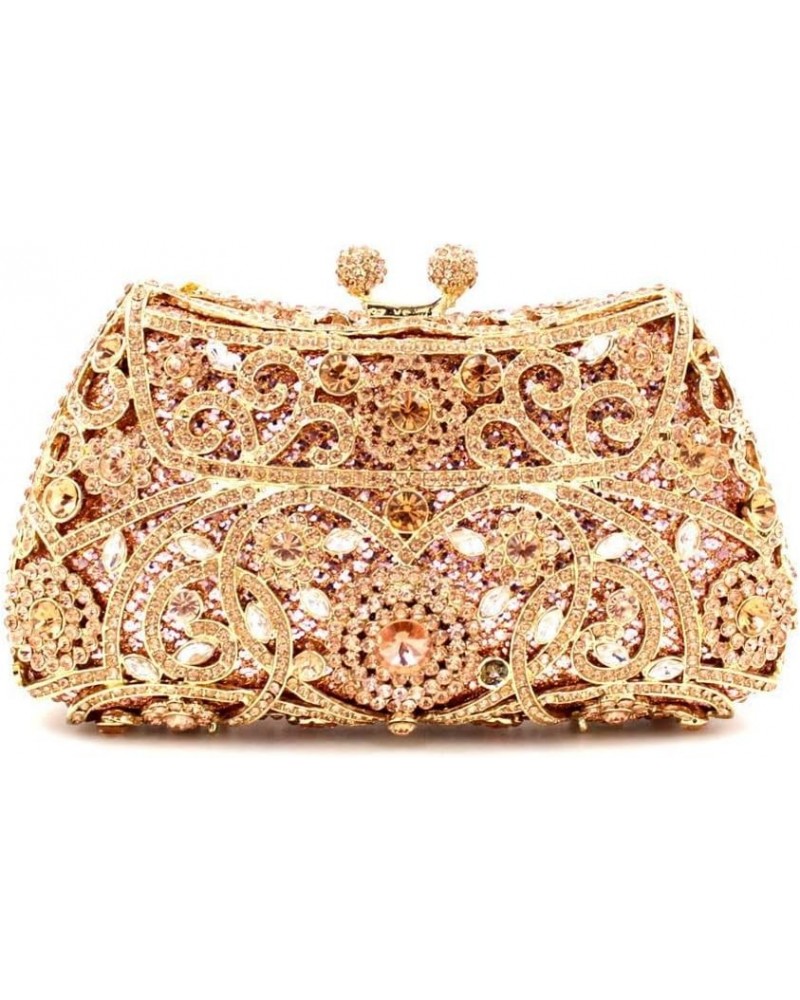 Women Dazzling Rhinestone Clutch Wedding Party Crystal Evening Bag Purses Glitter Handbag and Shoulder Bags Gold Pink Gold $5...