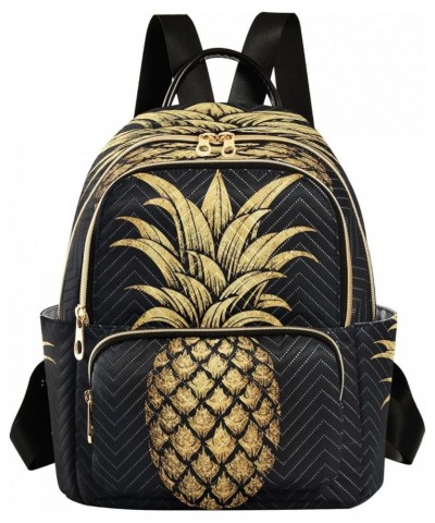 Pineapple Glod Black Backpack Purse for Women Anti-theft Small Fashion Travel Backpack Back Pack HandBag Lady Gifts,M Small $...