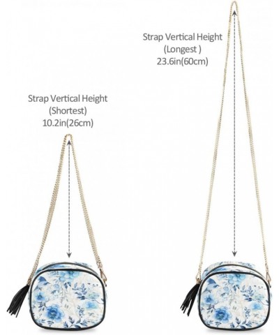 Crossbody Purse Small Crossbody Bags Shoulder Handbags Blue Beaty Flower for Women $10.50 Shoulder Bags