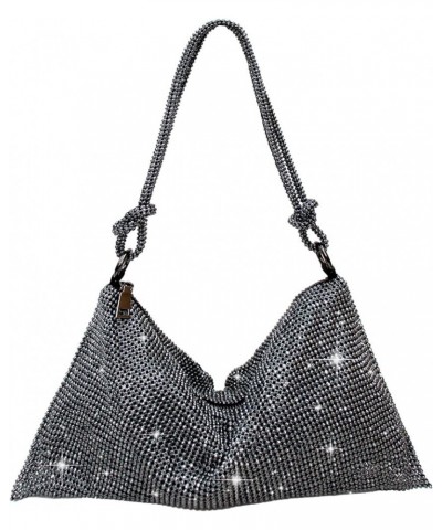 Rhinestone Purse Silver Hobo Purse Sparkly Black Evening Bag for Women Prom Party Wedding Al-grey $15.07 Evening Bags