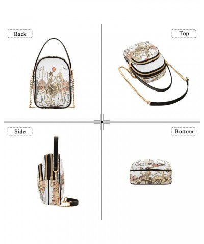 Cowboy Skeleton Crossbody Bags for Women Quilted Shoulder Bag Handbag with Chain Strap Western Trendy Cross Body Cell Phone C...