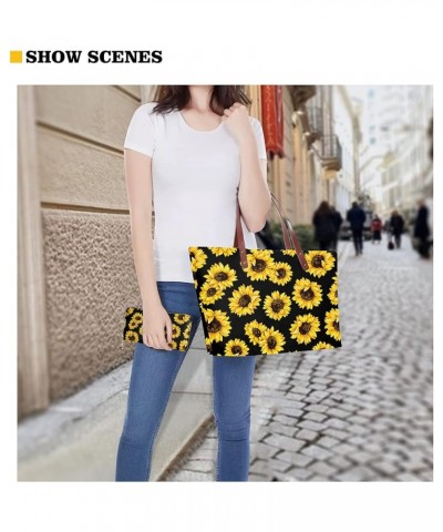 Tote Hand Bag for Women Polyester Storage Bags with Zipper Ladies Commuter Bag Large Stylish Carry Purses Black Coconut Tree ...