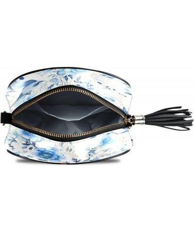 Crossbody Purse Small Crossbody Bags Shoulder Handbags Blue Beaty Flower for Women $10.50 Shoulder Bags