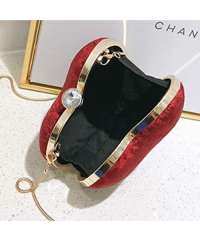 Women Heart Shape Clutch Purse Velvet Shoulder Bag Evening Handbags Z-wine Red $16.52 Evening Bags