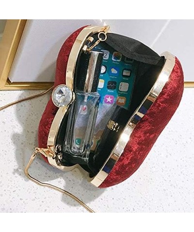 Women Heart Shape Clutch Purse Velvet Shoulder Bag Evening Handbags Z-wine Red $16.52 Evening Bags