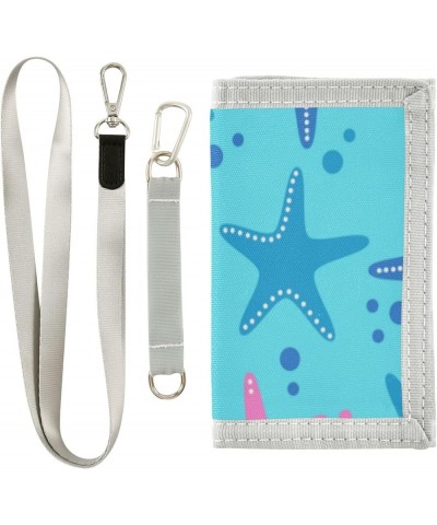 Starfish Brown Slim Front Pocket Wallet RFID ID Card Holder Cute Small Wallet with Keychian for Women Kids one size Pink Star...