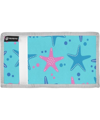 Starfish Brown Slim Front Pocket Wallet RFID ID Card Holder Cute Small Wallet with Keychian for Women Kids one size Pink Star...