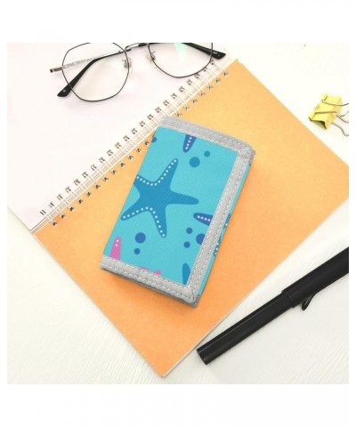 Starfish Brown Slim Front Pocket Wallet RFID ID Card Holder Cute Small Wallet with Keychian for Women Kids one size Pink Star...