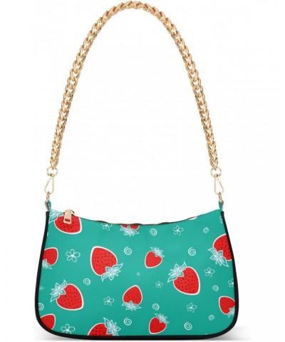 Strawberries Shoulder Bag for Women Small Purse Clutch Shoulder Purse Handbag Phone Wallet Purse with Chain Strap for Girl $1...