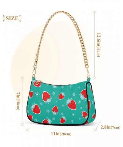 Strawberries Shoulder Bag for Women Small Purse Clutch Shoulder Purse Handbag Phone Wallet Purse with Chain Strap for Girl $1...