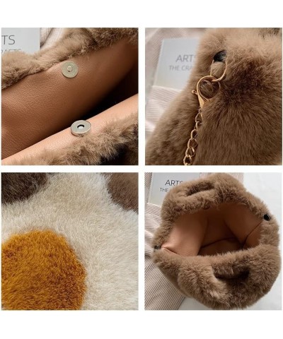 Women Faux Fur Shoulder Bag, Plush Crossbody Bag with Chain Soft Fluffy Handbags Furry Flower Tote Bag for Winter Green $10.1...