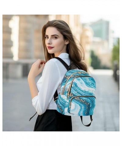 Women Backpack Ocean Blue Marble Durable Travel Backpack Lightweight Handbag Lady Purse Roomy Double Zipper Weekend Bag for E...