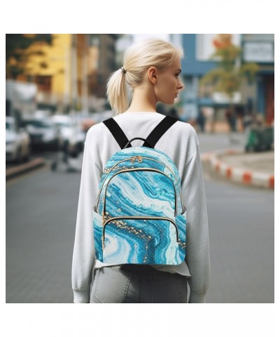 Women Backpack Ocean Blue Marble Durable Travel Backpack Lightweight Handbag Lady Purse Roomy Double Zipper Weekend Bag for E...