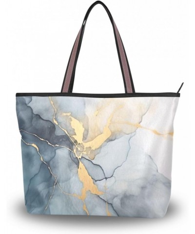 Women Tote Bags Marble Ink Color Gold Top Handle Satchel Handbags Shoulder Bag for Shopping 20849738 $8.61 Totes