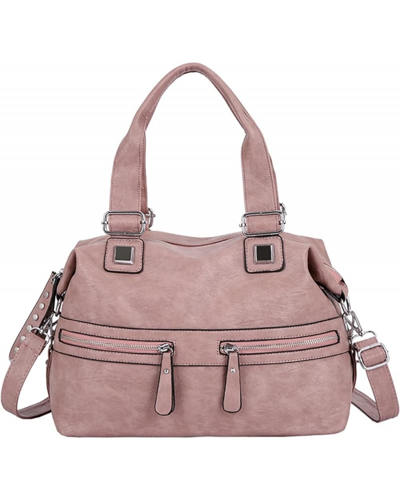 Women Leather Handbag Women Messenger Bags Female Shoulder Handbag Casual Big Handbags Pink $35.49 Shoulder Bags