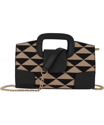 Top Handle Satchel Women Vintage Flap Tote Clutch Handbag Crossbody Shoulder Bag Purse Geometric--black $23.39 Totes