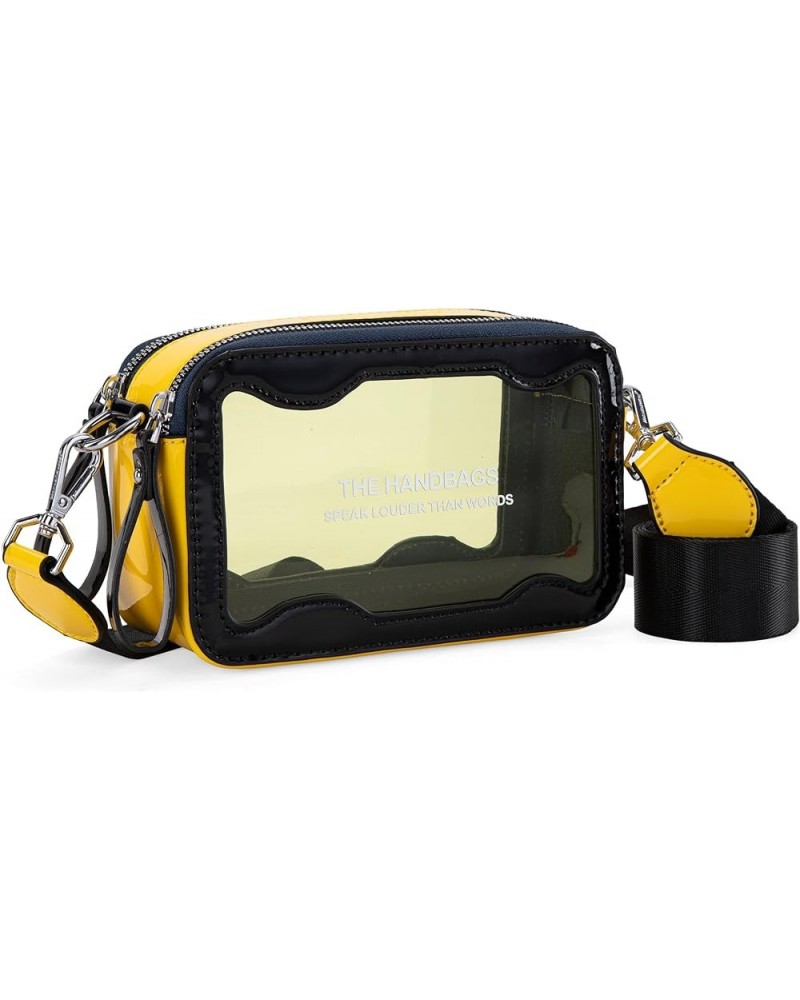 Clear Crossbody Bag for Women Fashion Transparent Purse Yellow-black $8.39 Shoulder Bags