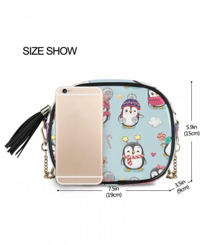 Women's Cute Penguin Animal Blue Crossbody Bag Fashion Purses Bag Cross Body Bag Shoulder Handbag with Adjustable Chain Strap...