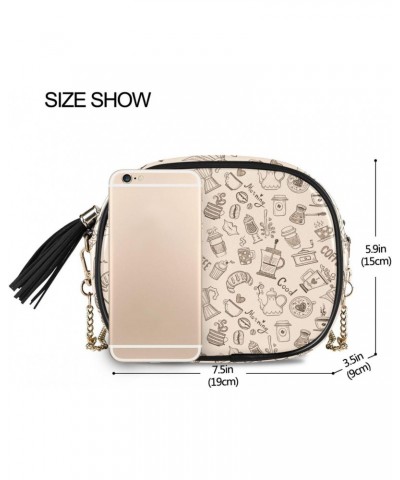 Women's Coffee Cup Retro Coffee Crossbody Bag Fashion Purses Bag Cross Body Bag Shoulder Handbag with Adjustable Chain Strap ...