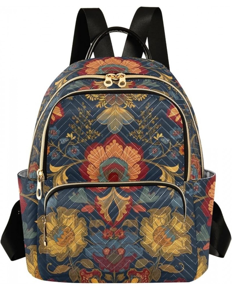 Women's Small Fashion Backpack Ethnic Floral Pattern Print Ladies Travel Daypack Aesthetic Shoulder Bag 10.2×5.1×12.5 IN $13....