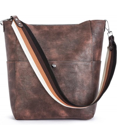 Handbags for Women Bucket Bags Vegan Leather Purses and Handbags Crossbody Purse Coffee Rough Grain $31.85 Hobo Bags