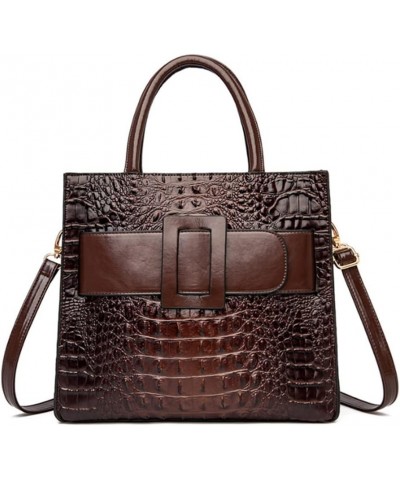 Vintage Top-handle Handbags Purse Satchel for Women PU Crocodile Pattern Tote Commuter Bag Crossbody Shoulder Bag Coffee $22....