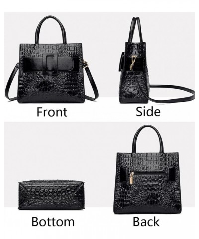 Vintage Top-handle Handbags Purse Satchel for Women PU Crocodile Pattern Tote Commuter Bag Crossbody Shoulder Bag Coffee $22....